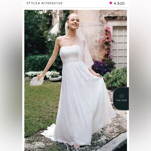 David's Bridal White A-Line Wedding Gown